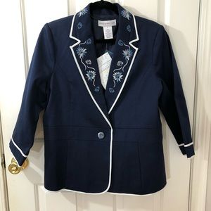 Susan Graver Navy Blue Blazer w/ Beaded Design